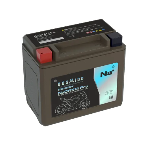 Мото BUSHIDO NaCRX14 pro (YTX14-BS, 13,5Ah) пр